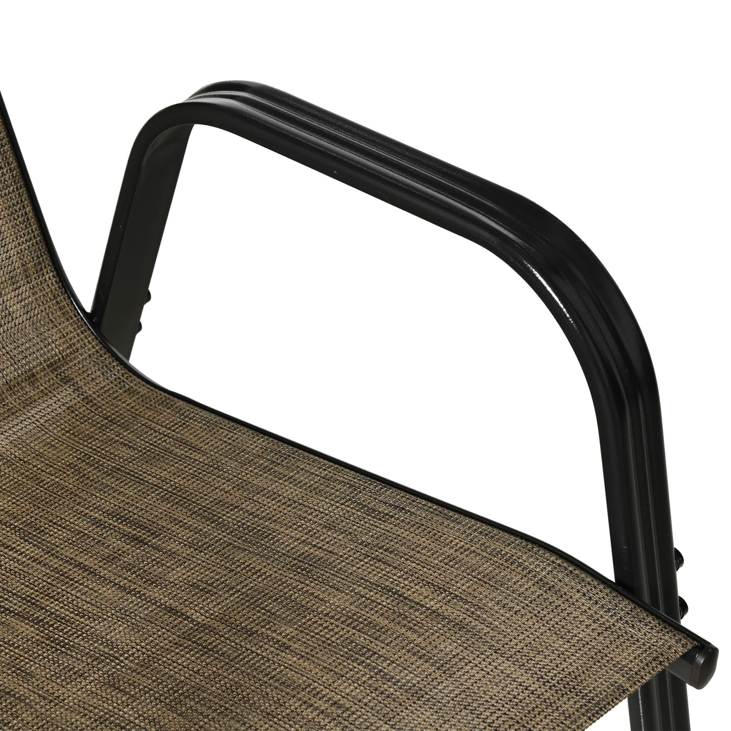 Set of 4 Outdoor Dining Chairs, Heavy Duty Stackable Patio Dining Set with Armrests for Balcony Garden, Brown and Black