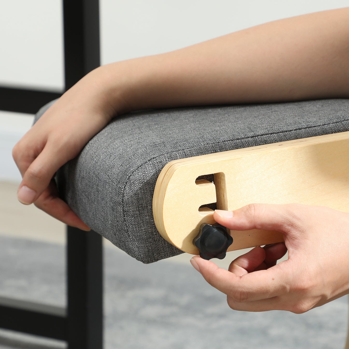 Ergonomic Kneeling Chair, Adjustable Rocking Wood Kneeling Stool, Desk Chair, Improve Posture, Grey