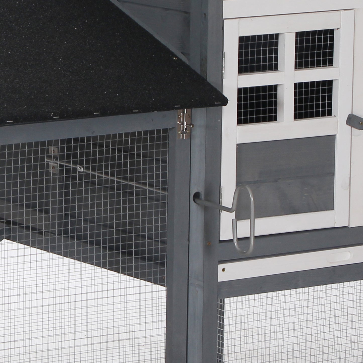 82" Chicken Coop Wooden Hen House Rabbit Hutch Poultry Cage Pen Outdoor Backyard with Nesting Box and Run, Grey