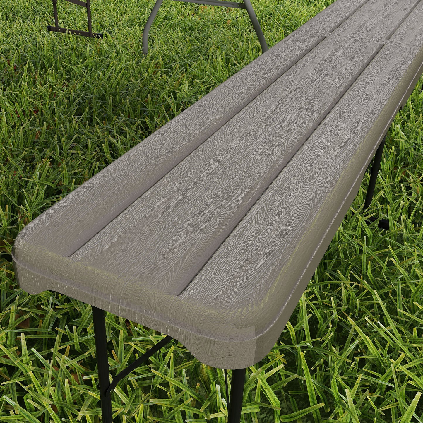 6 ft Plastic Bench Seat, 2 PC Portable Foldable Folding Bench with Carrying Handle for Picnic Camping, Distressed Brown