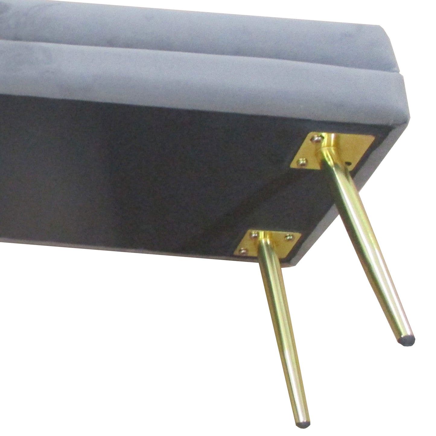 39" Storage Ottoman, Velvet End of Bed Bench with Steel Legs, Foot Stool with Storage for Bedroom, Living Room