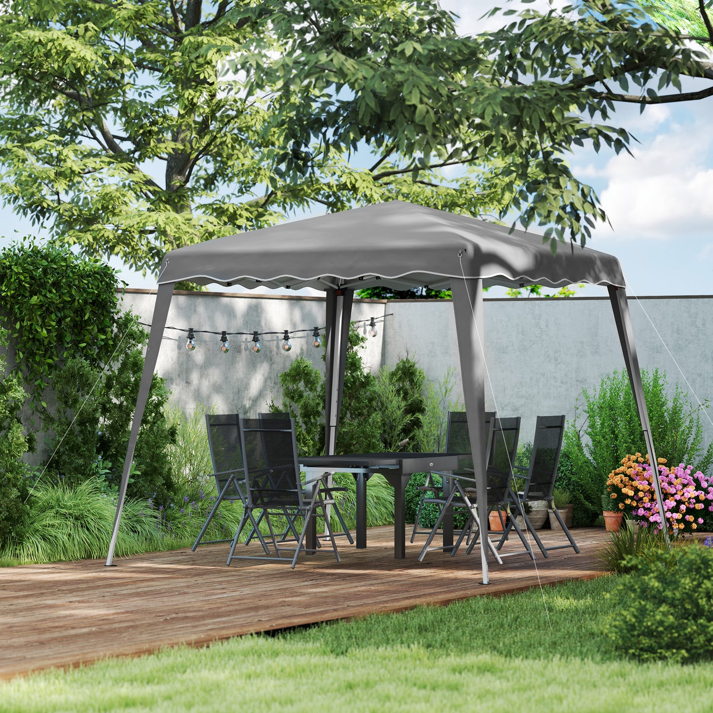 8' x 8' Pop Up Canopy, Outdoor Foldable Tent, Portable Canopy Tent with Carrying Bag for Camping, Party, Picnic, Grey