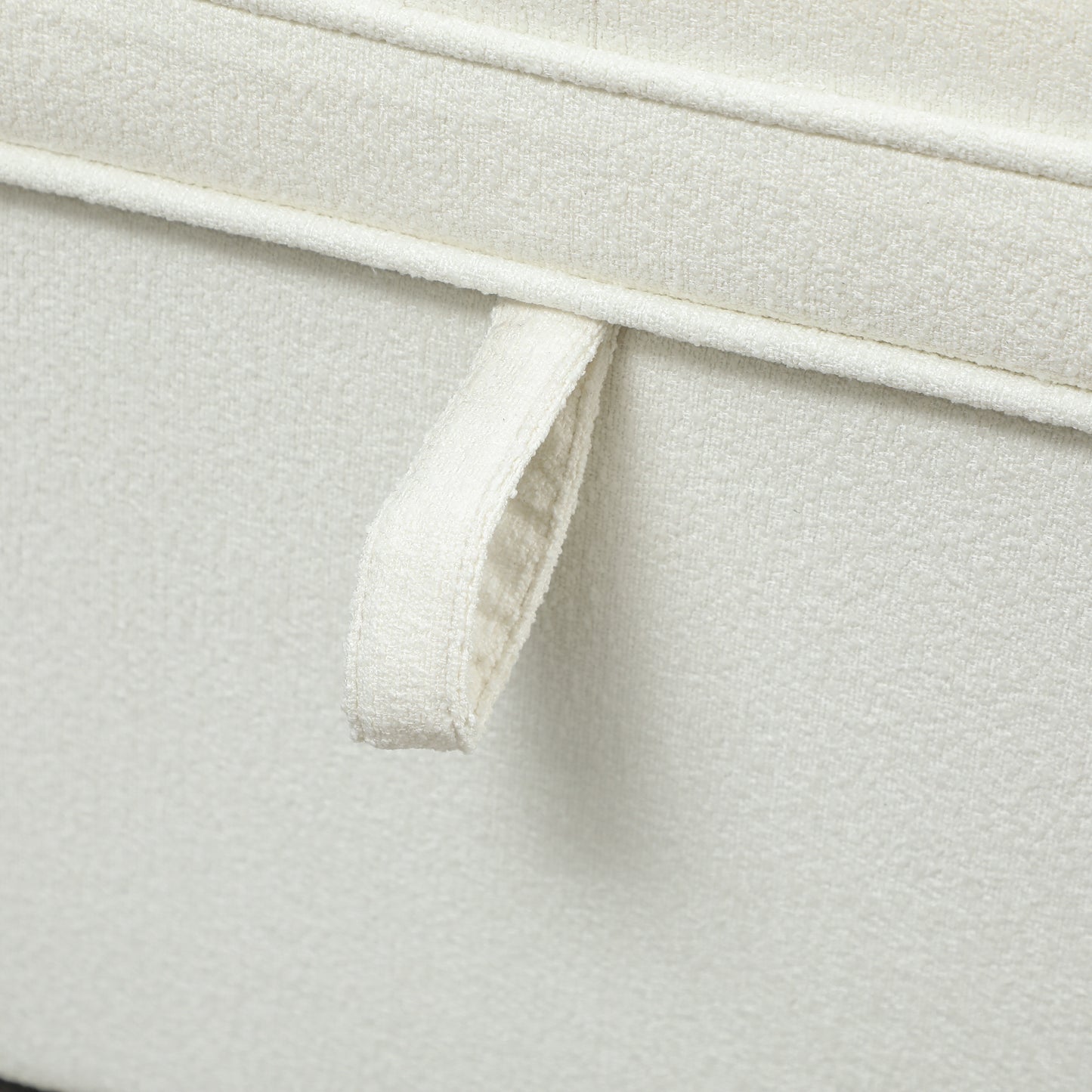 Storage Ottoman Bench, Foot Rest with Safety Hinges, 47 Inches Linen Storage Chest for Living Room, Cream White