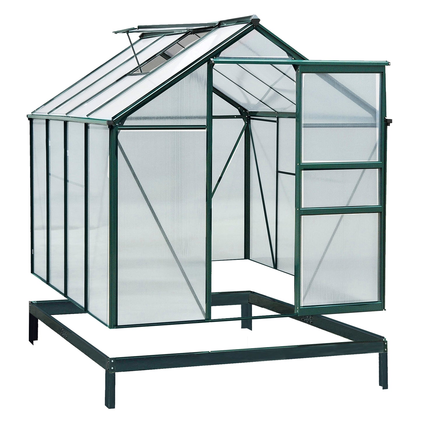 6' x 8' Greenhouse Clear & Twin Wall Panels Green Frame Press to Select