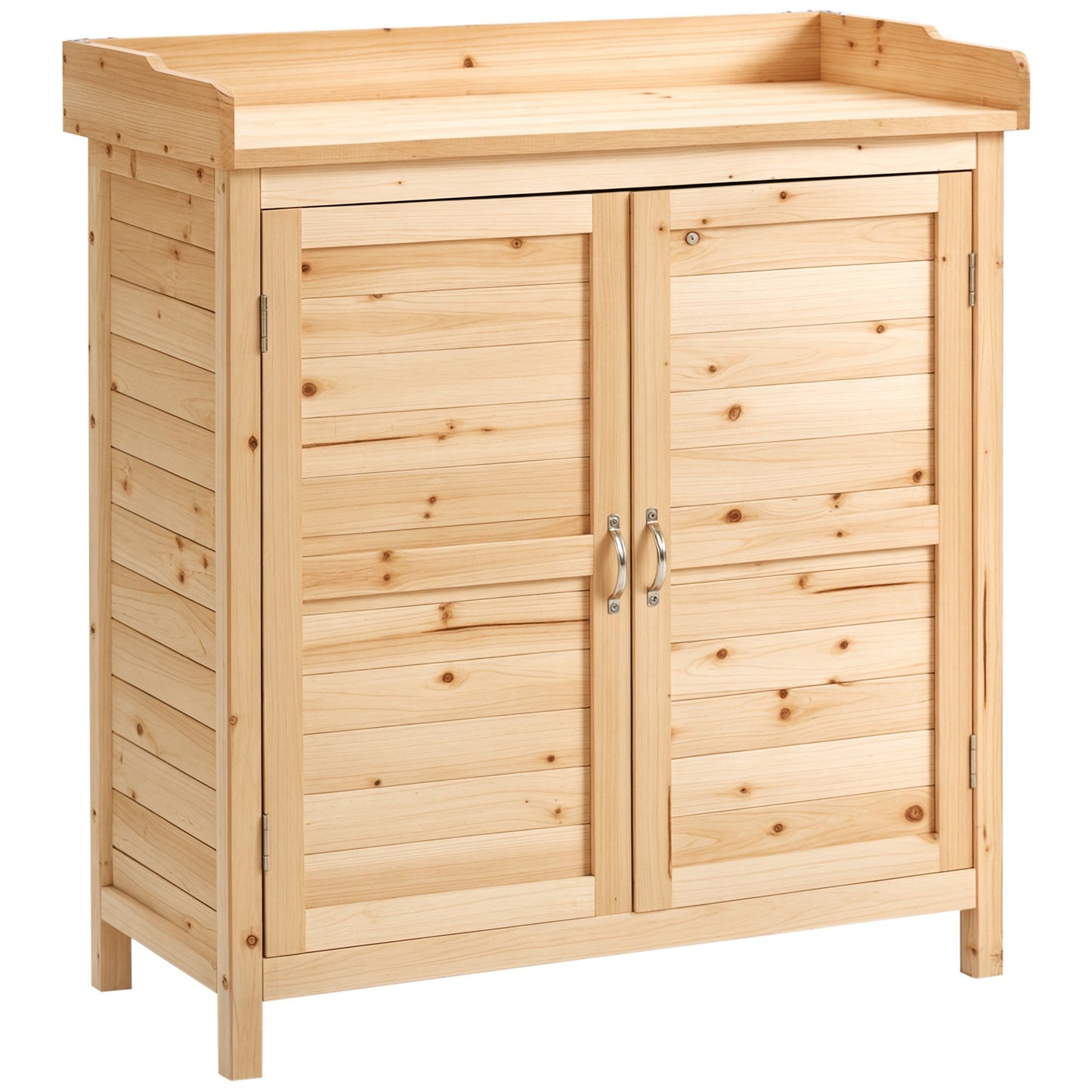 Wood Garden Shed, Compact Outdoor Storage Cabinet Potting Shed with Inner Shelf and Double Doors for Backyard, Natural