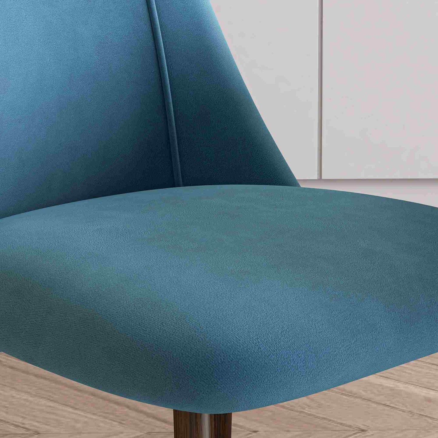 Upholstered Dining Chairs Set of 4, Velvet Accent Chair with Back and Wood-grain Steel Leg for Kitchen, Blue