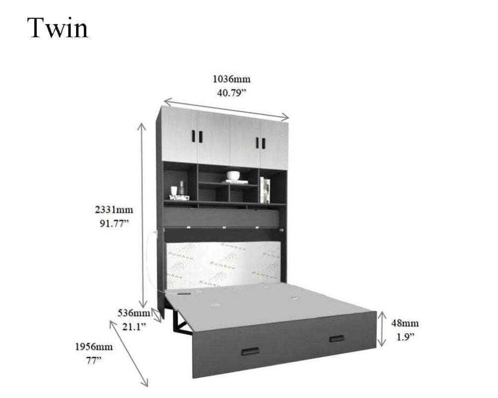 Hyde Grey Murphy Cabinet Bed with Memory Foam Mattress - Forward Furniture