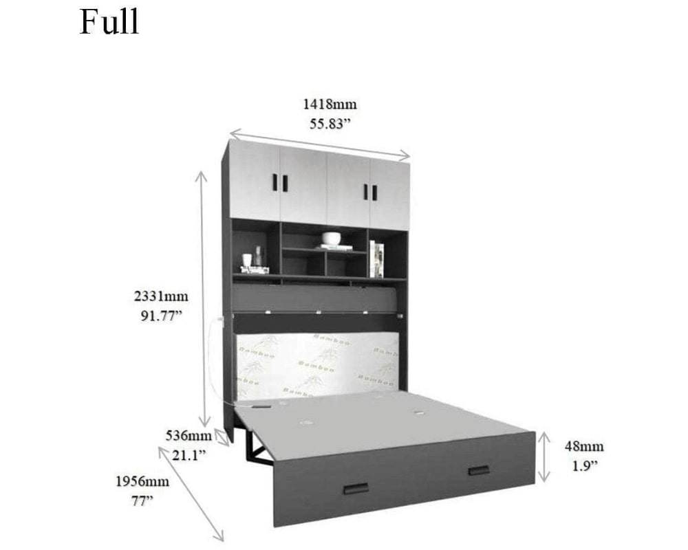 Hyde Grey Murphy Cabinet Bed with Memory Foam Mattress - Forward Furniture