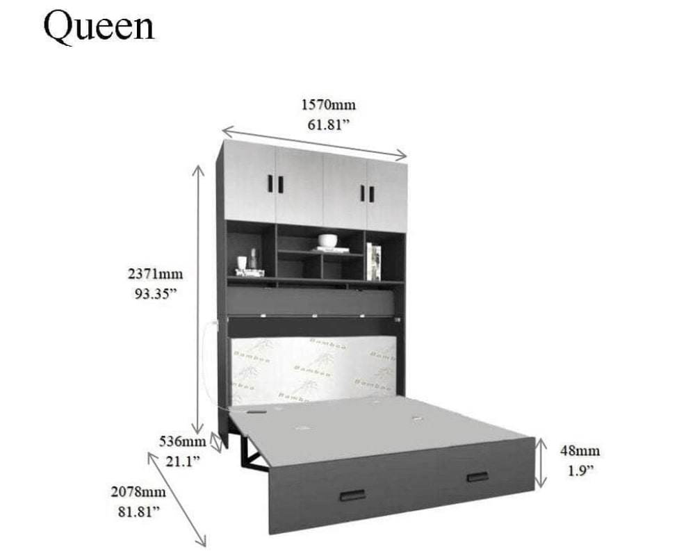 Hyde Grey Murphy Cabinet Bed with Memory Foam Mattress - Forward Furniture