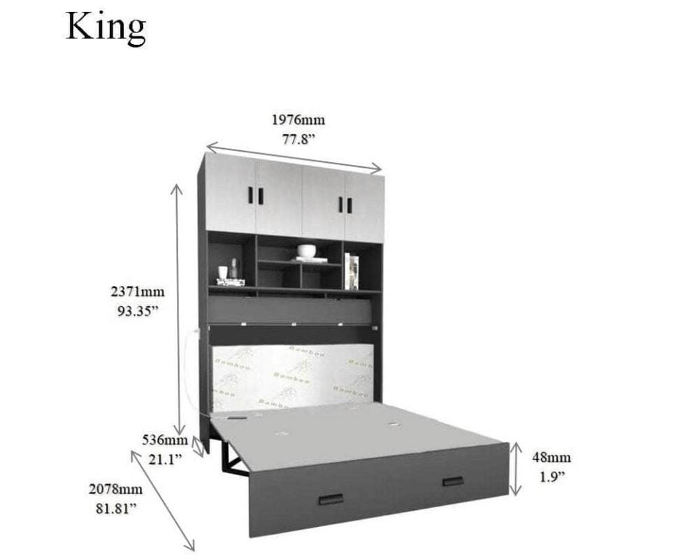 Hyde Grey Murphy Cabinet Bed with Memory Foam Mattress - Forward Furniture