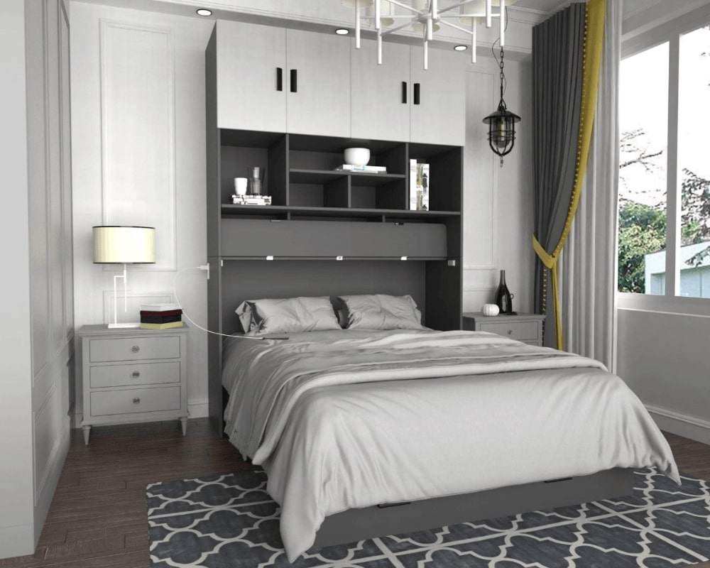 Hyde Grey Murphy Cabinet Bed with Memory Foam Mattress - Forward Furniture
