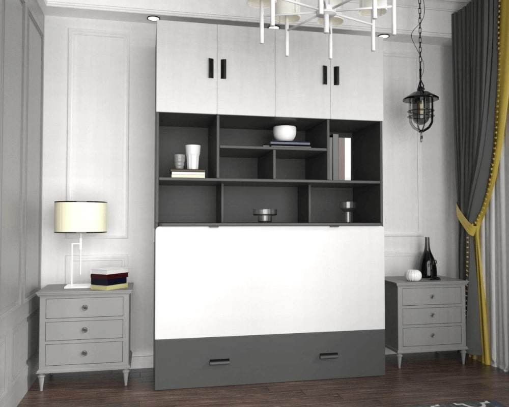 Hyde Grey Murphy Cabinet Bed with Memory Foam Mattress - Forward Furniture