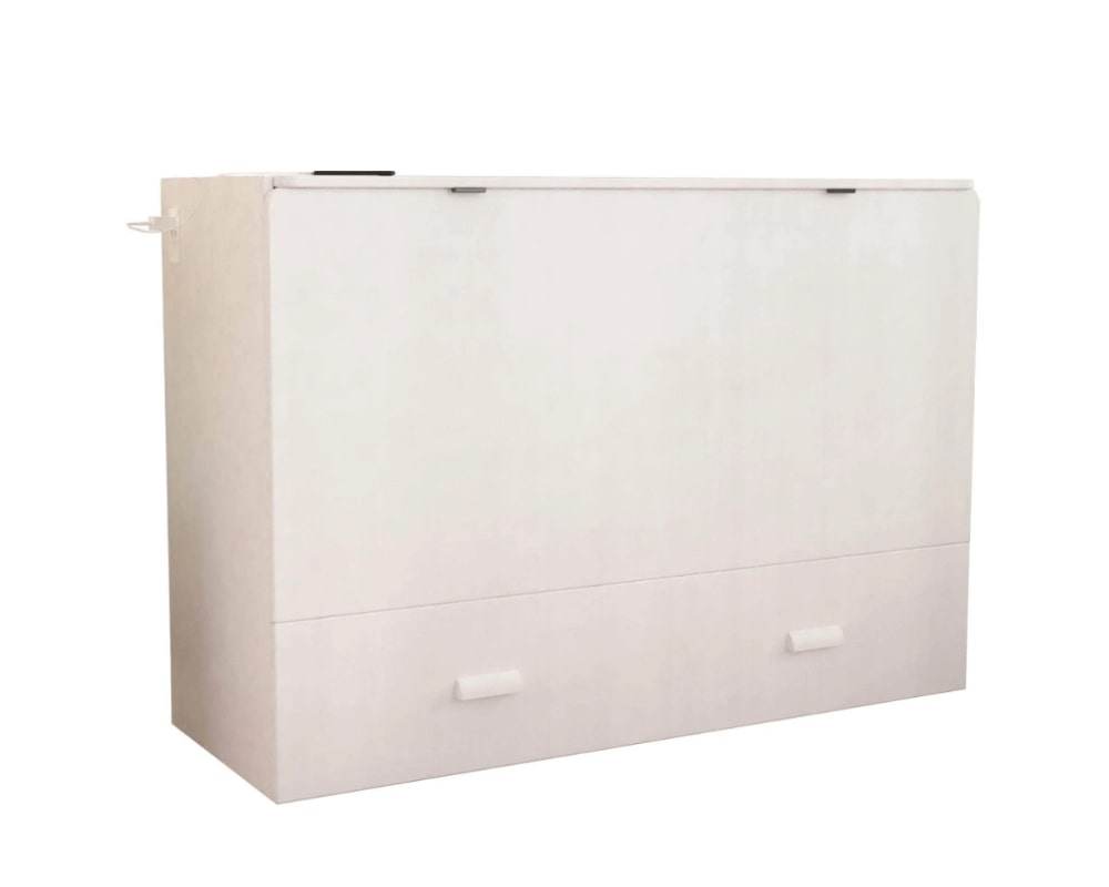 Hyde White Murphy Cabinet Bed with Memory Foam Mattress - Forward Furniture