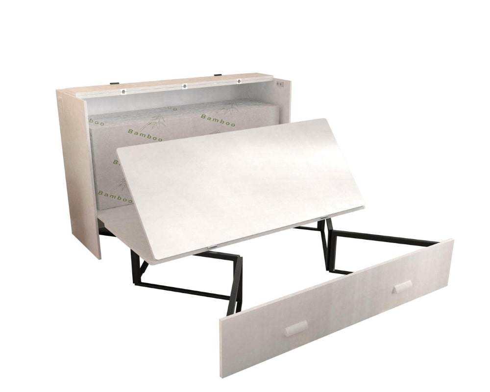 Hyde White Murphy Cabinet Bed with Memory Foam Mattress - Forward Furniture