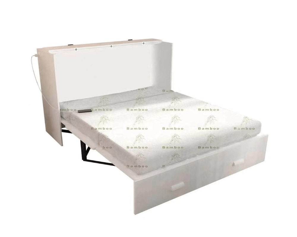 Hyde White Murphy Cabinet Bed with Memory Foam Mattress - Forward Furniture