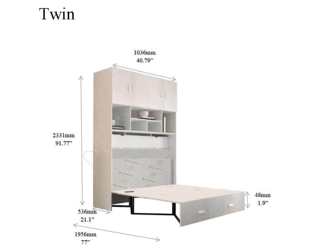 Hyde White Murphy Cabinet Bed with Memory Foam Mattress - Forward Furniture