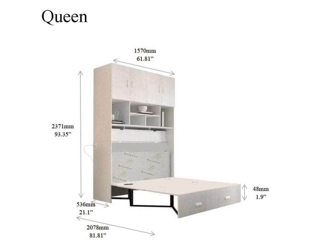Hyde White Murphy Cabinet Bed with Memory Foam Mattress - Forward Furniture