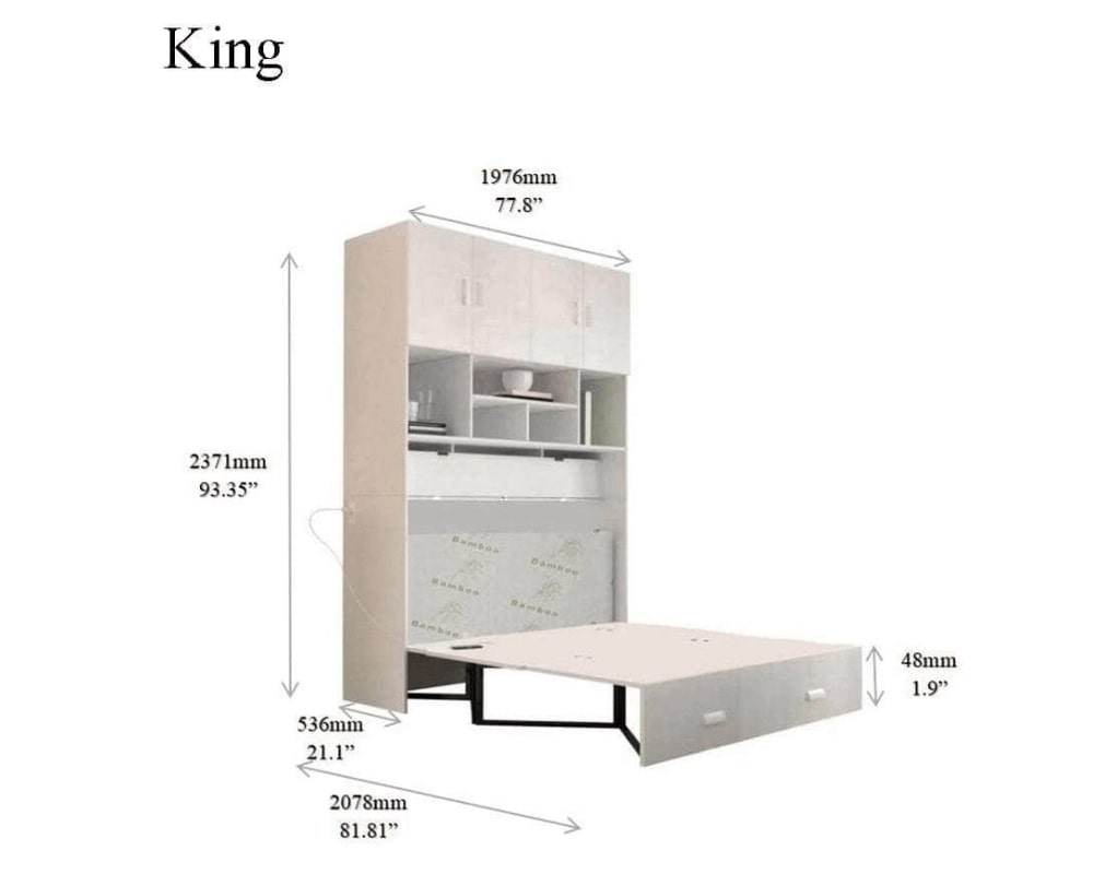 Hyde White Murphy Cabinet Bed with Memory Foam Mattress - Forward Furniture