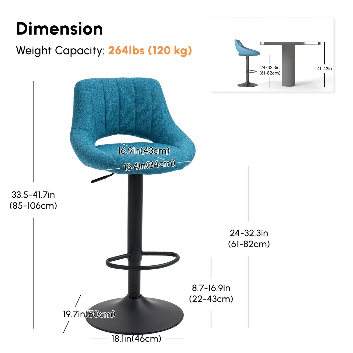 Swivel Counter-Height Bar Stools Set of 2 - Blue