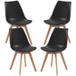 Dining Chairs Set of 4 with PU Leather Cushion - Black