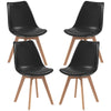 Dining Chairs Set of 4 with PU Leather Cushion - Black