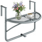 Adjustable Balcony Hanging Railing Table, Metal Mounting Mini Wall Desk Storage Rack, Outdoor Flower Stand Serving Table Half Round, Grey