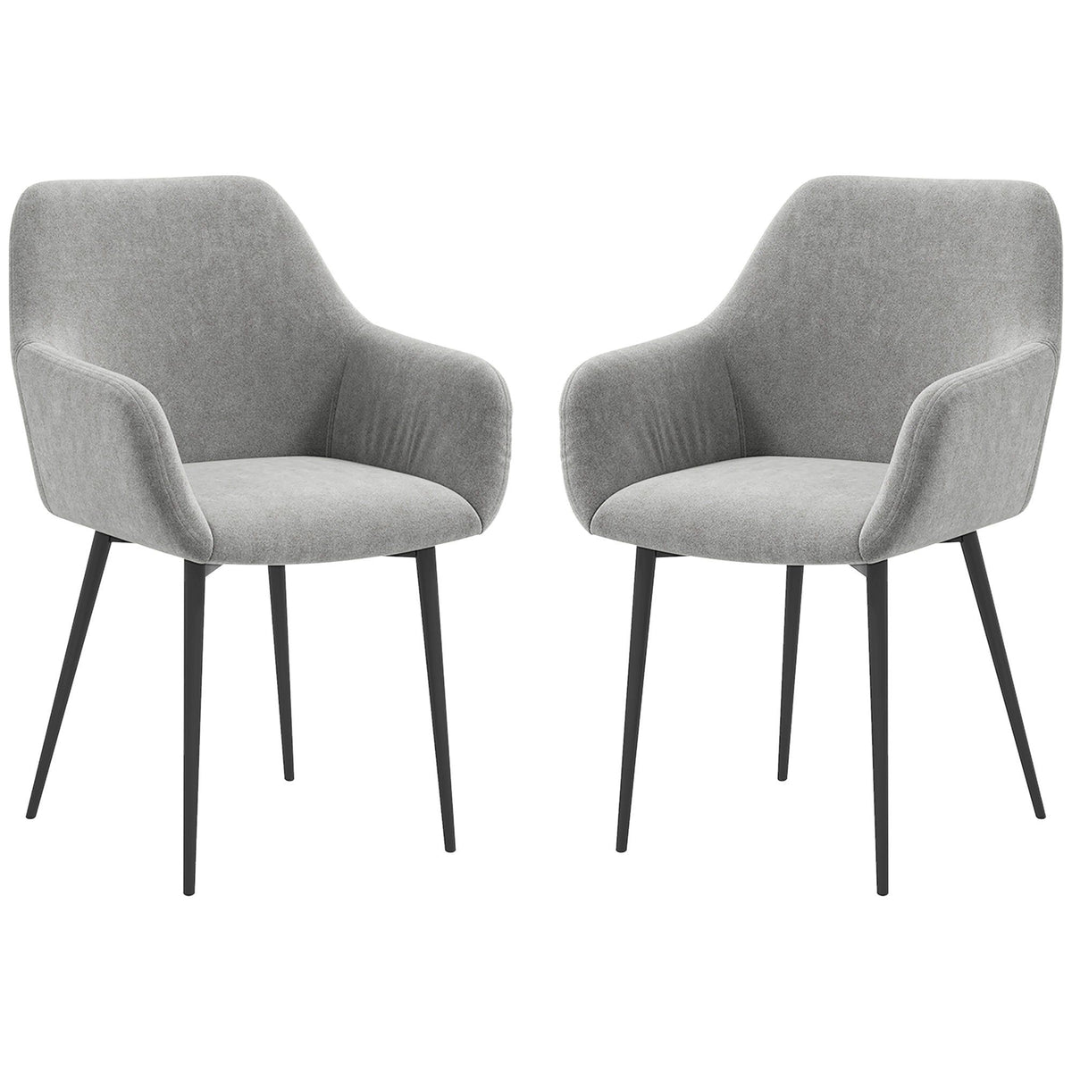 Velvet Dining Chairs Set of 2 with Armrests - Dark Grey