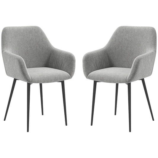 Velvet Dining Chairs Set of 2 with Armrests - Dark Grey