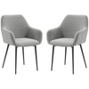 Velvet Dining Chairs Set of 2 with Armrests - Dark Grey