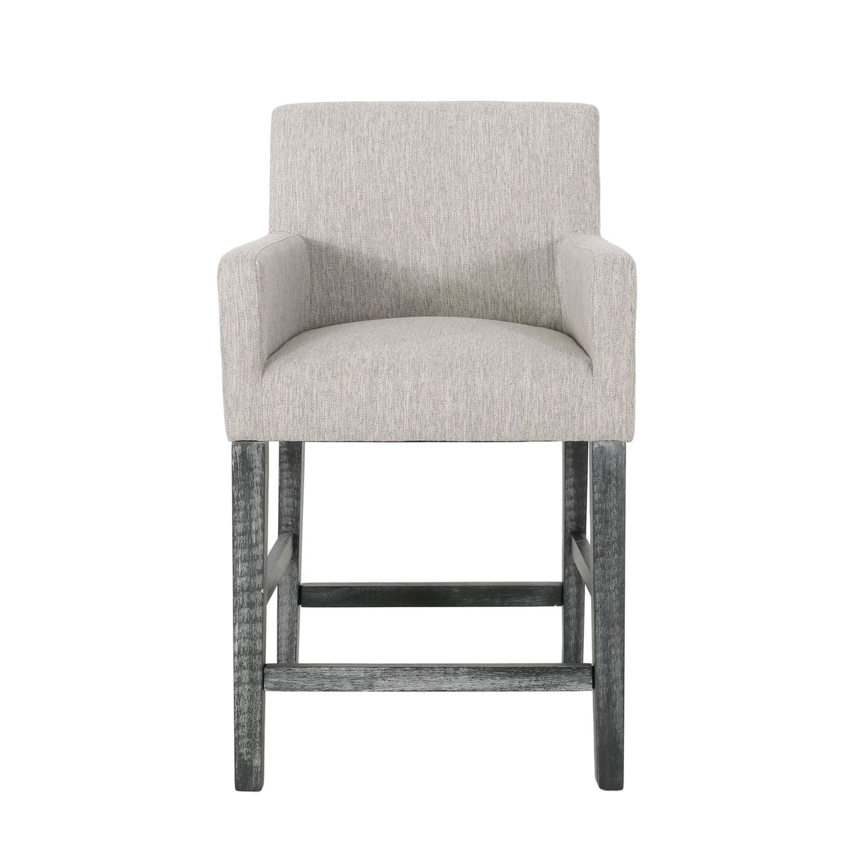 Set of 2 Upholstered Counter Stools with Durable Craftsmanship, Contemporary Style with Rubberwood Frame, 24×23×39.5 inch, Light Gray