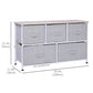 5-Drawer Linen Dresser Tower with Metal Frame - Grey