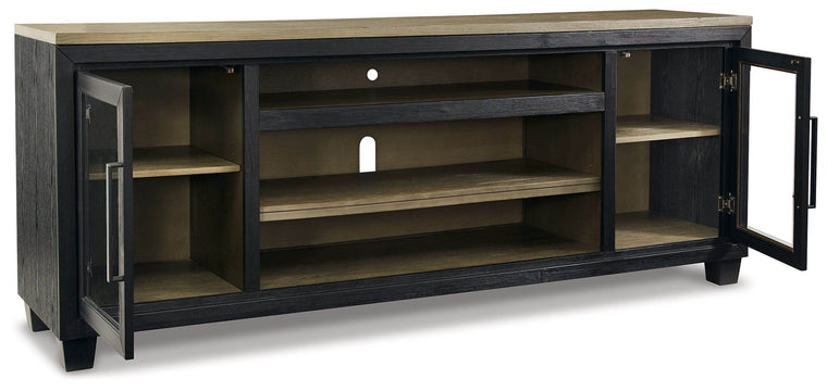 Foyland - Black / Brown - XL TV Stand w/Fireplace Option - Forward Furniture