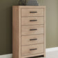 Sanginlane - Tan - Five Drawer Chest