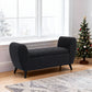 Upholstered Storage Bench with Arms, Modern Ottoman Bench for Bedroom, Entryway, and Living Room, Black