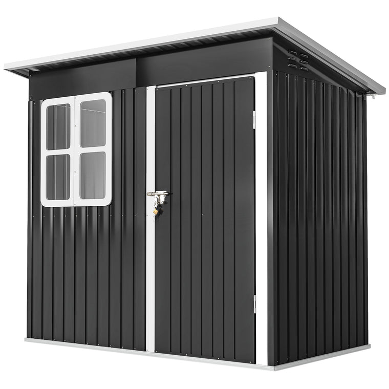 7' x 4' Galvanized Steel Garden Shed with Vents and Window