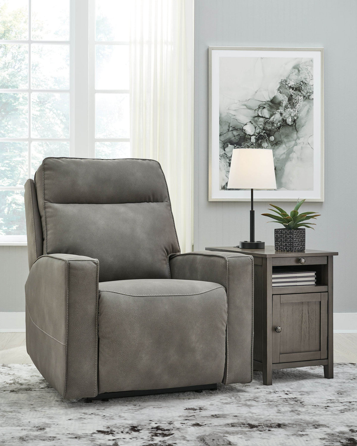 Next-Gen Durapella - Slate - Power Recliner / Adj Headrest - Fabric - Forward Furniture