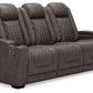 Hyllmont - Gray - Pwr Rec Sofa With Adj Headrest