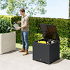 67 Gallon Rattan Deck Box, Wicker Outdoor Storage Box with Waterproof Zippered Liner, Safe Pneumatic Rod, Grey