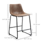 Vintage PU Leather Counter Bar Stools Set of 2 - Brown