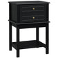 Sofa Side Table with Drawers and Shelf - Black