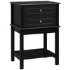 Sofa Side Table with Drawers and Shelf - Black