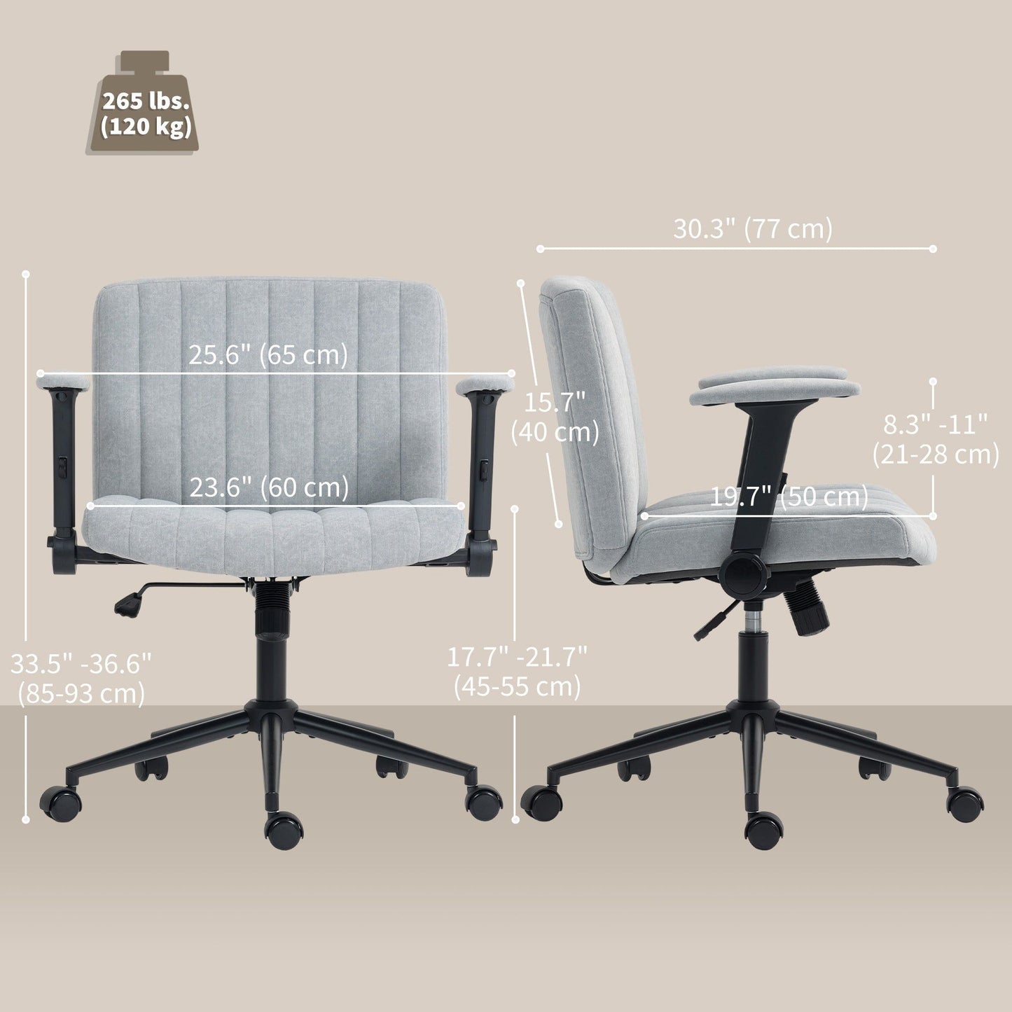 Criss Cross Office Chair with Armrests and Wheels - Grey