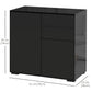 High Gloss Buffet Sideboard with Drawers - Black