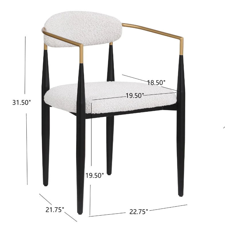 Set of 2 Modern Dining Chairs with Iron Frame and Curved Backrest, Dining Seats for Ultimate Comfort and Style, 23" L x 22" W x 31.5" H, Beige