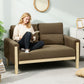 53" Loveseat Sofa, Small 2 Seater Couch with Solid Wood Legs, Modern Velvet Sofa for Living Room, Small Spaces,Brown