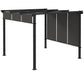 10' x 10' Metal Pergola, Outdoor Pergola with Retractable Canopy, for Garden, Patio, Backyard, Deck, Charcoal Grey