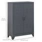 Metal Storage Cabinet, Industrial Sideboard Buffet Cabinet with 2 Louvered Doors, Adjustable Shelves, Grey