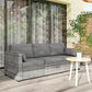 3-Seater Outdoor Sofa with Cushions, PE Rattan Conversation Patio Couch with Pillows for Garden, Poolside, Grey