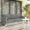 3-Seater Outdoor Sofa with Cushions, PE Rattan Conversation Patio Couch with Pillows for Garden, Poolside, Grey
