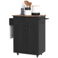 Rolling Kitchen Island Cart with Wood Top - Distressed Black